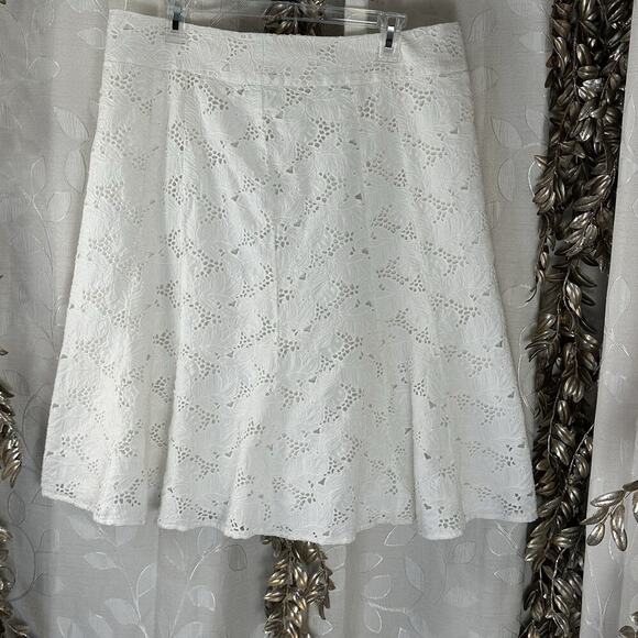 Coldwater Creek White Lace‎ Skirt L Cottagecore, Parisian, Coastal, 100% Cotton - Picture 1 of 12